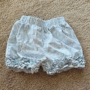 Kate Quinn Blue Patterned Ruffle Shorts